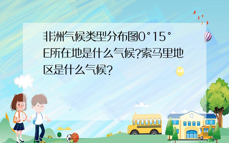 非洲气候类型分布图0°15°E所在地是什么气候?索马里地区是什么气候?