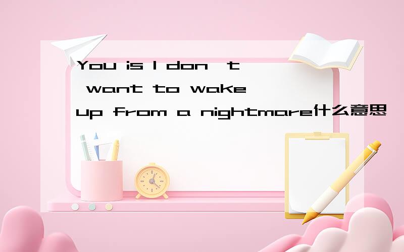 You is I don't want to wake up from a nightmare什么意思