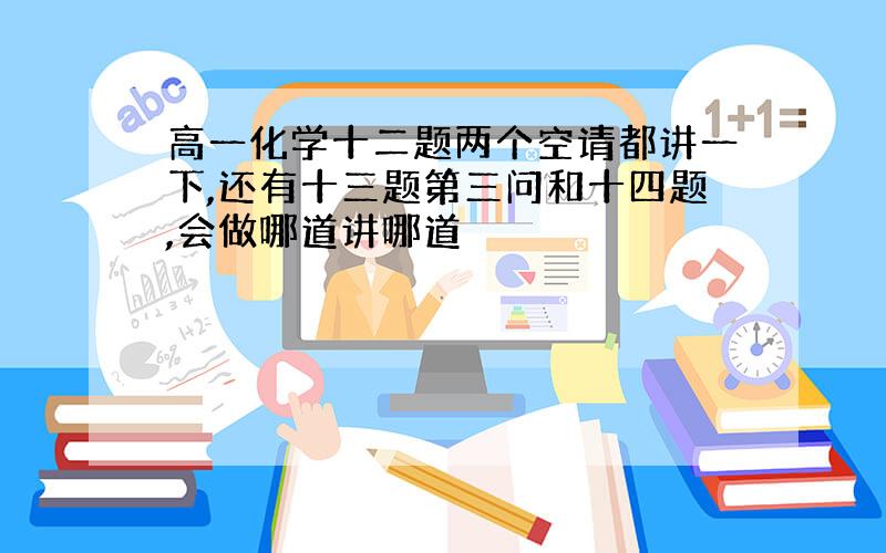 高一化学十二题两个空请都讲一下,还有十三题第三问和十四题,会做哪道讲哪道