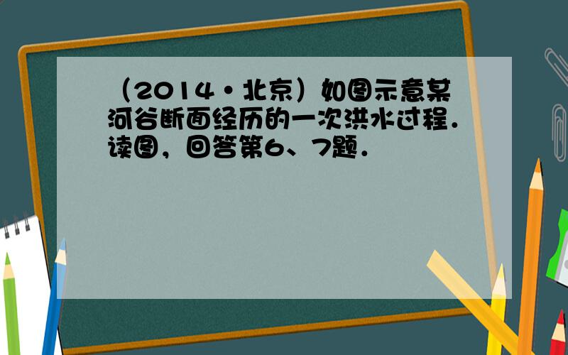 （2014•北京）如图示意某河谷断面经历的一次洪水过程．读图，回答第6、7题．