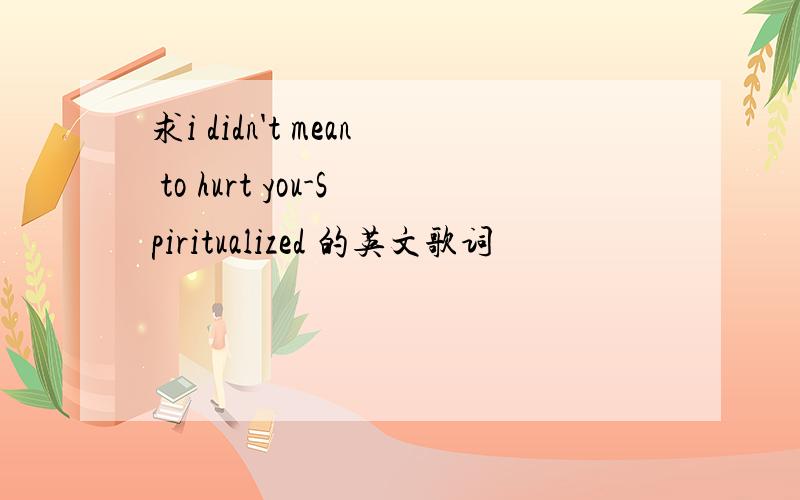 求i didn't mean to hurt you-Spiritualized 的英文歌词