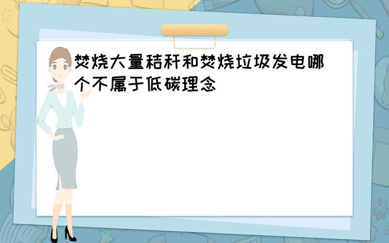 焚烧大量秸秆和焚烧垃圾发电哪个不属于低碳理念