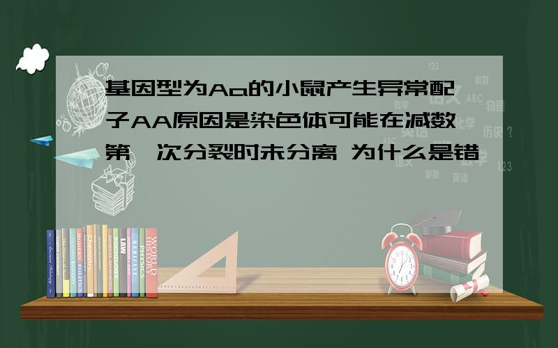 基因型为Aa的小鼠产生异常配子AA原因是染色体可能在减数第一次分裂时未分离 为什么是错