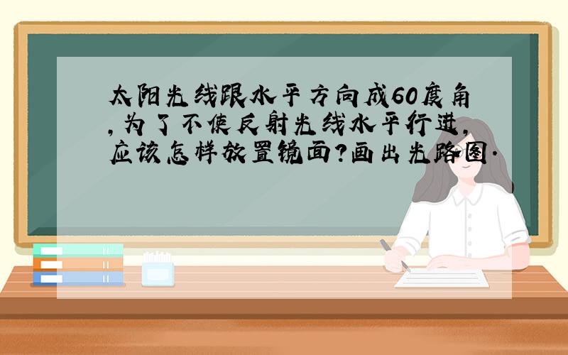 太阳光线跟水平方向成60度角,为了不使反射光线水平行进,应该怎样放置镜面?画出光路图.