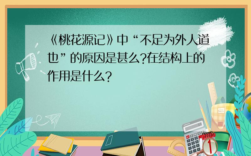 《桃花源记》中“不足为外人道也”的原因是甚么?在结构上的作用是什么?