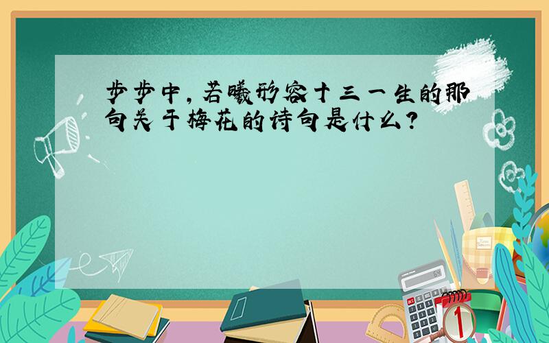 步步中,若曦形容十三一生的那句关于梅花的诗句是什么?