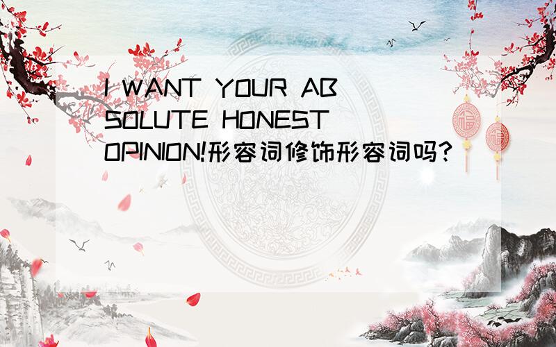 I WANT YOUR ABSOLUTE HONEST OPINION!形容词修饰形容词吗?