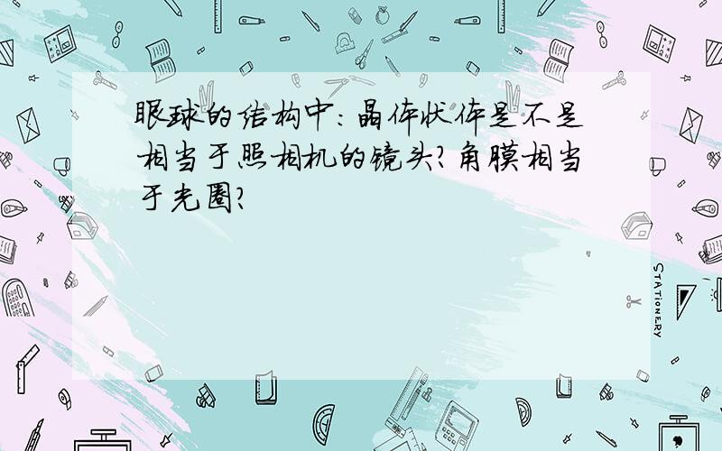 眼球的结构中：晶体状体是不是相当于照相机的镜头?角膜相当于光圈?