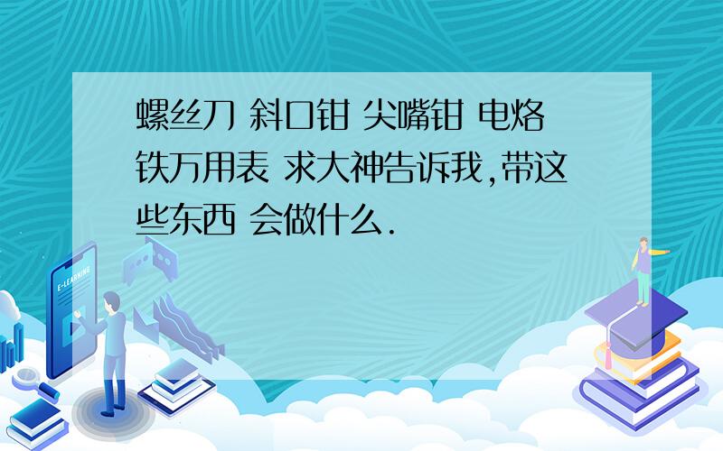 螺丝刀 斜口钳 尖嘴钳 电烙铁万用表 求大神告诉我,带这些东西 会做什么.