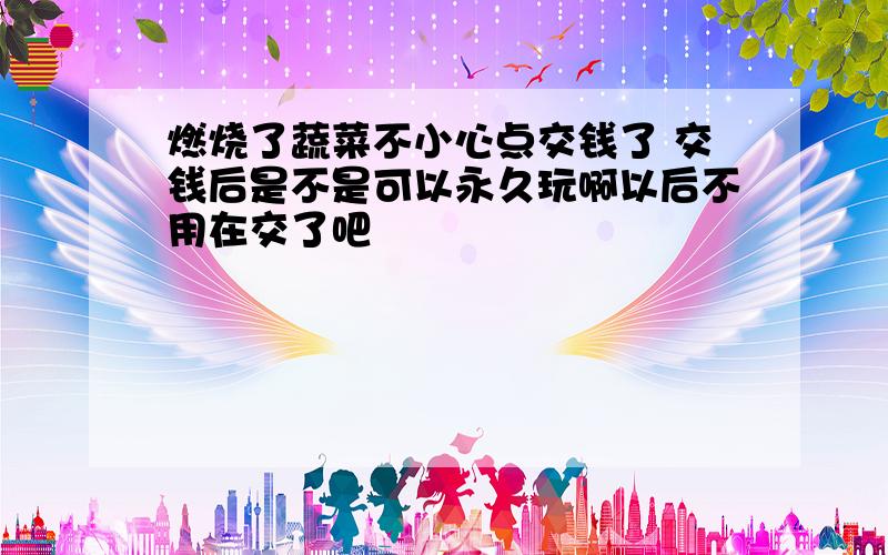 燃烧了蔬菜不小心点交钱了 交钱后是不是可以永久玩啊以后不用在交了吧