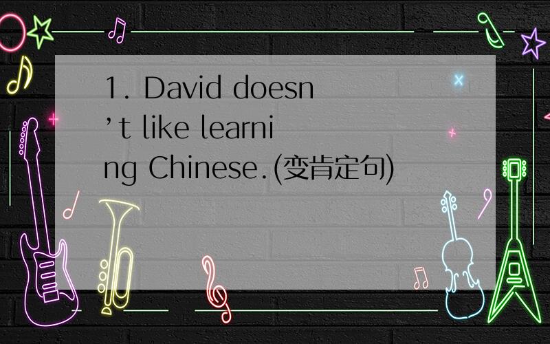 1. David doesn’t like learning Chinese.(变肯定句)