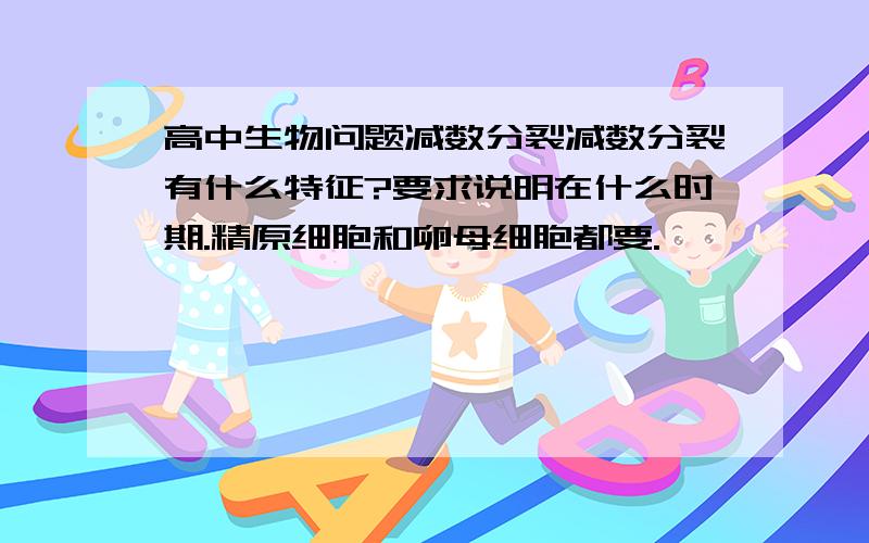 高中生物问题减数分裂减数分裂有什么特征?要求说明在什么时期.精原细胞和卵母细胞都要.