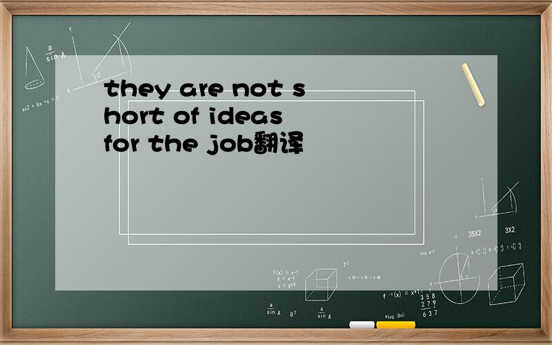 they are not short of ideas for the job翻译