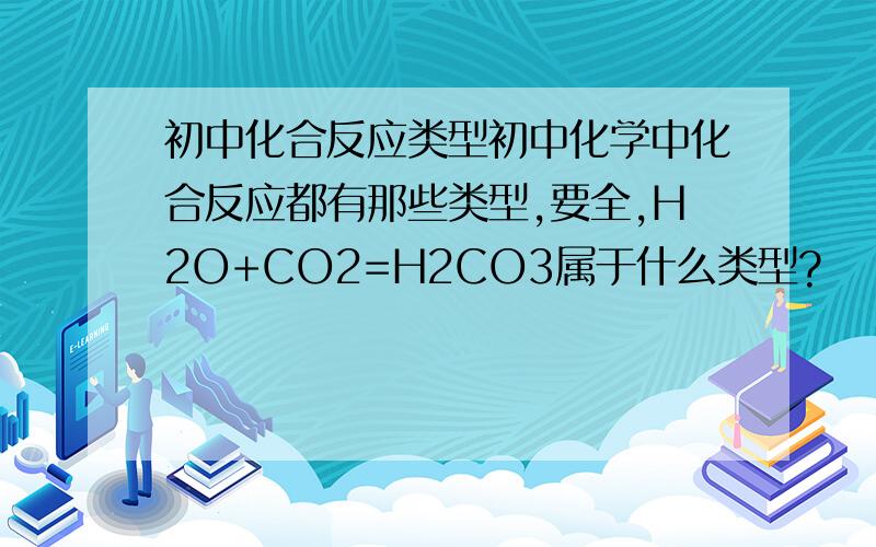 初中化合反应类型初中化学中化合反应都有那些类型,要全,H2O+CO2=H2CO3属于什么类型?