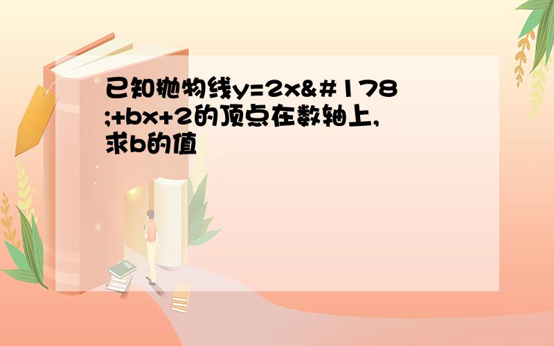 已知抛物线y=2x²+bx+2的顶点在数轴上,求b的值