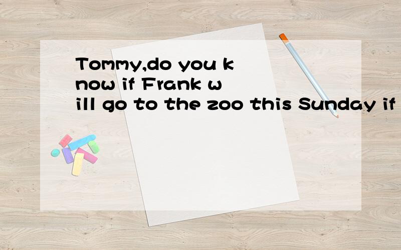 Tommy,do you know if Frank will go to the zoo this Sunday if