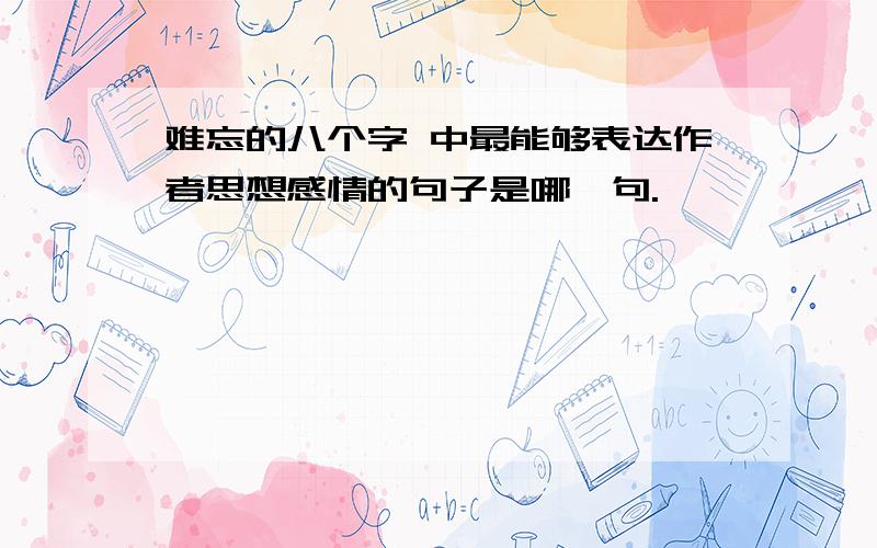 难忘的八个字 中最能够表达作者思想感情的句子是哪一句.