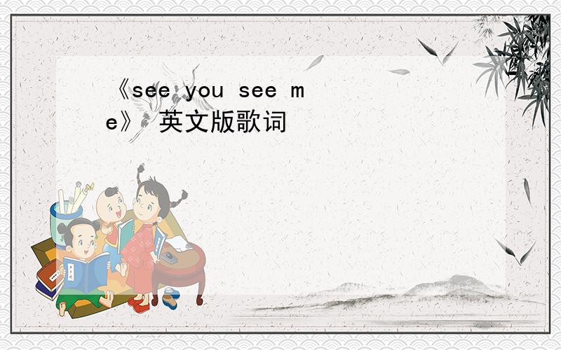 《see you see me》 英文版歌词