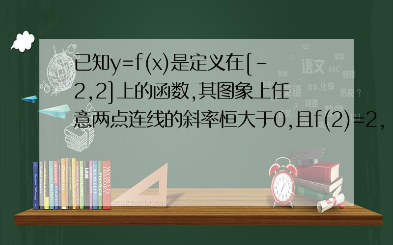 已知y=f(x)是定义在[-2,2]上的函数,其图象上任意两点连线的斜率恒大于0,且f(2)=2,