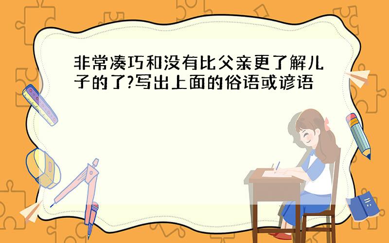 非常凑巧和没有比父亲更了解儿子的了?写出上面的俗语或谚语