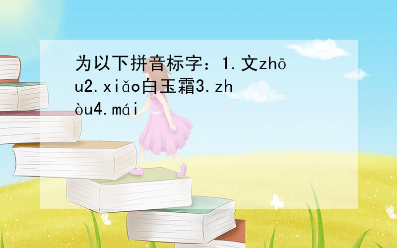 为以下拼音标字：1.文zhōu2.xiǎo白玉霜3.zhòu4.mái