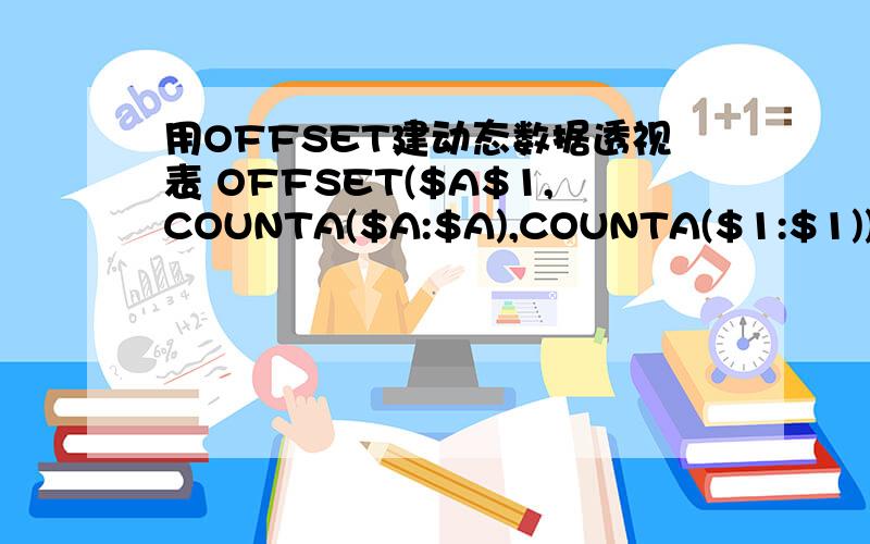 用OFFSET建动态数据透视表 OFFSET($A$1,COUNTA($A:$A),COUNTA($1:$1))