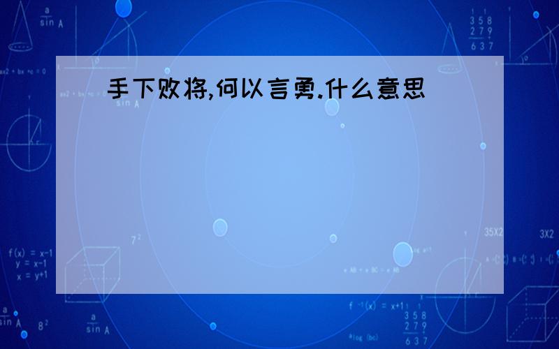 手下败将,何以言勇.什么意思