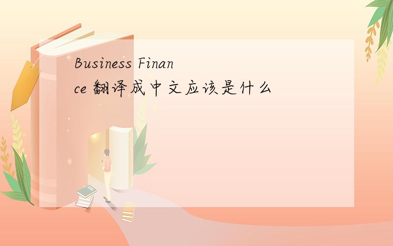 Business Finance 翻译成中文应该是什么