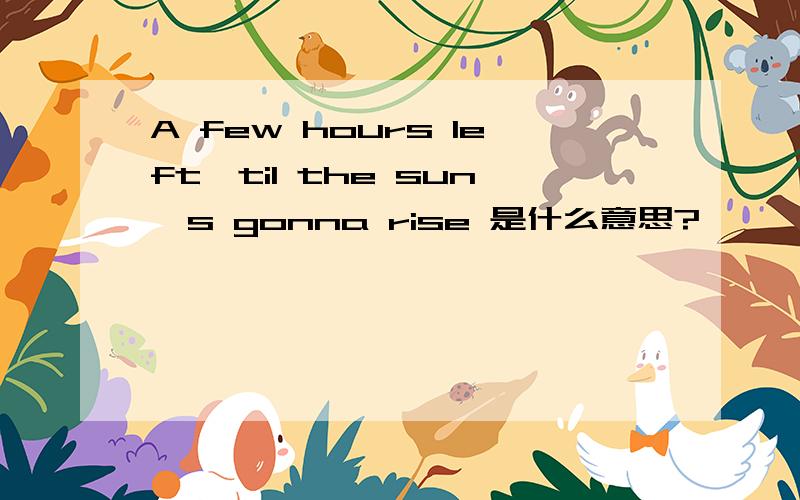 A few hours left,til the sun,s gonna rise 是什么意思?