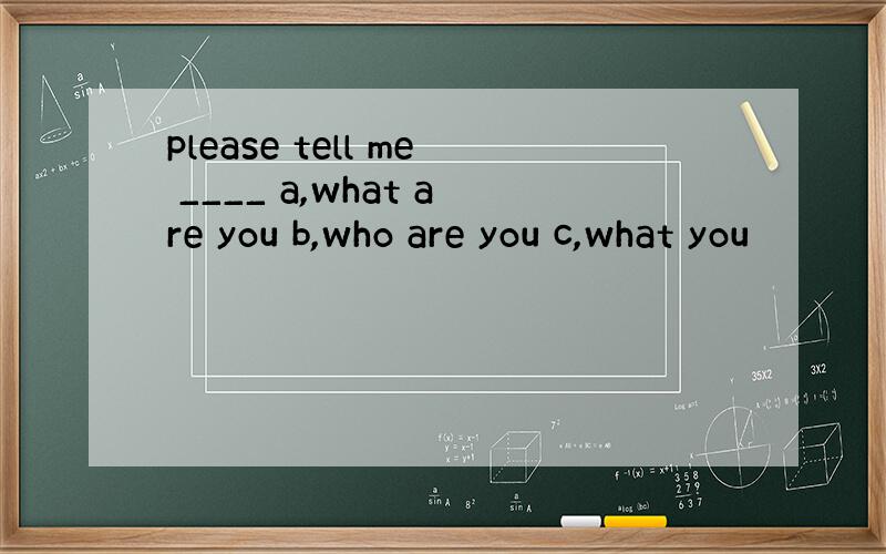 please tell me ____ a,what are you b,who are you c,what you