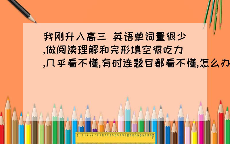 我刚升入高三 英语单词量很少,做阅读理解和完形填空很吃力,几乎看不懂,有时连题目都看不懂,怎么办?