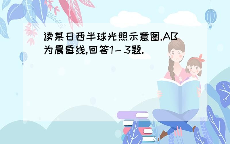 读某日西半球光照示意图,AB为晨昏线,回答1－3题.