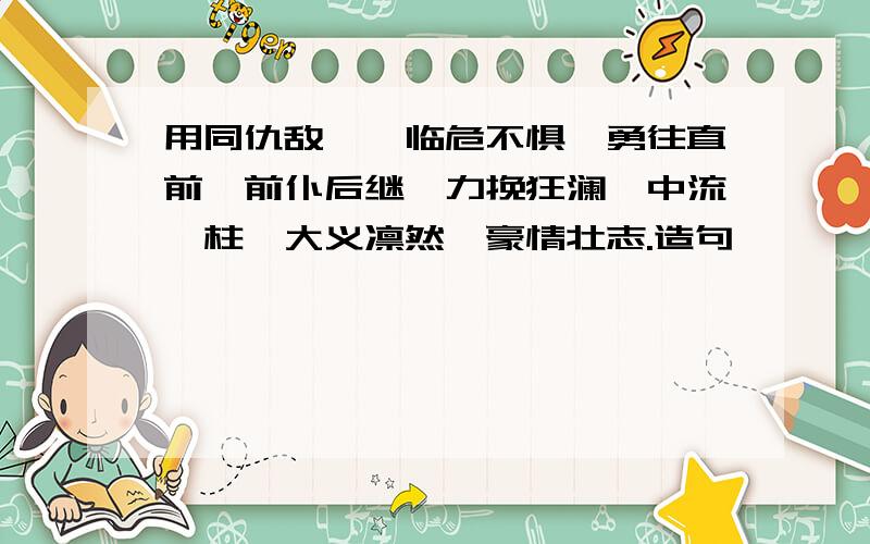 用同仇敌忾、临危不惧、勇往直前、前仆后继、力挽狂澜、中流砥柱、大义凛然、豪情壮志.造句