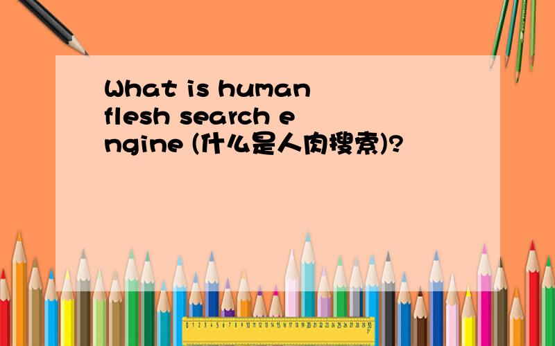 What is human flesh search engine (什么是人肉搜索)?