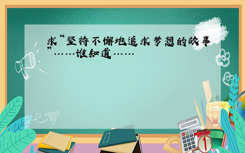 求“坚持不懈地追求梦想的故事”……谁知道……