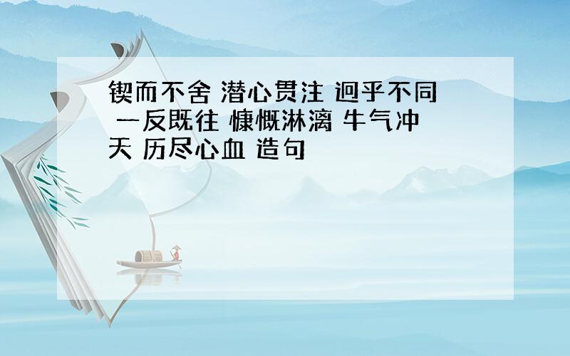 锲而不舍 潜心贯注 迥乎不同 一反既往 慷慨淋漓 牛气冲天 历尽心血 造句