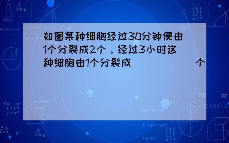 如图某种细胞经过30分钟便由1个分裂成2个，经过3小时这种细胞由1个分裂成______个．