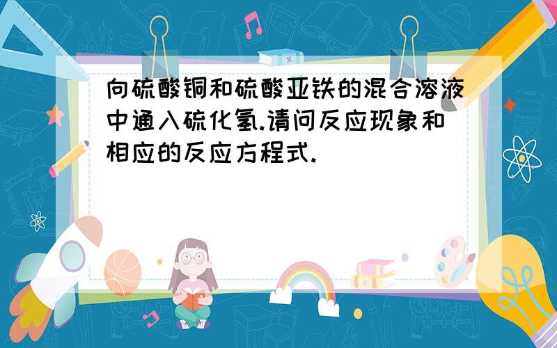 向硫酸铜和硫酸亚铁的混合溶液中通入硫化氢.请问反应现象和相应的反应方程式.