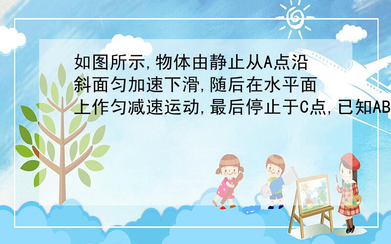 如图所示,物体由静止从A点沿斜面匀加速下滑,随后在水平面上作匀减速运动,最后停止于C点,已知AB=4m,BC=6m,整个