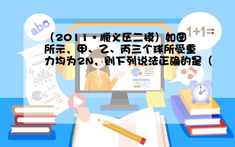 （2011•顺义区二模）如图所示，甲、乙、丙三个球所受重力均为2N，则下列说法正确的是（　　）