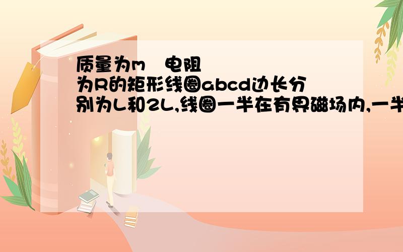 质量为m､电阻为R的矩形线圈abcd边长分别为L和2L,线圈一半在有界磁场内,一半在磁场外,磁场方向垂直于