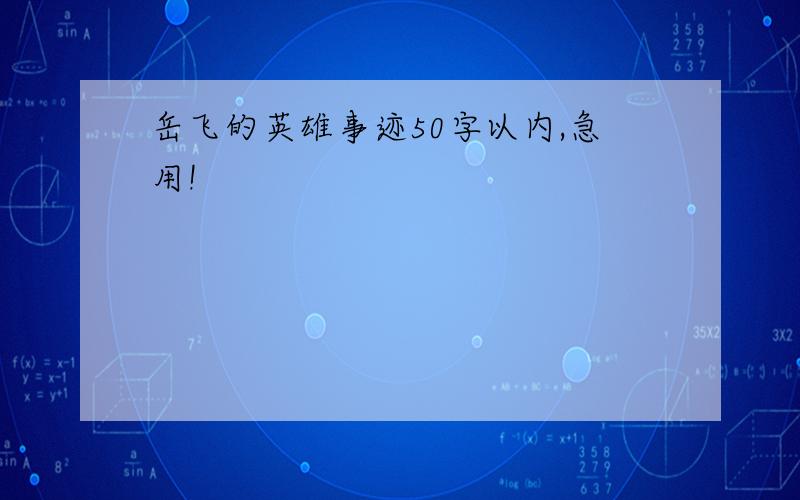 岳飞的英雄事迹50字以内,急用!