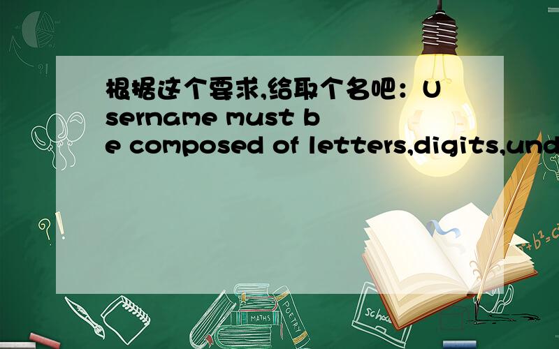 根据这个要求,给取个名吧：Username must be composed of letters,digits,und