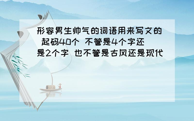 形容男生帅气的词语用来写文的 起码40个 不管是4个字还是2个字 也不管是古风还是现代