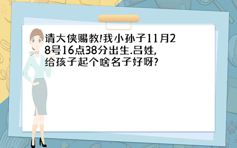 请大侠赐教!我小孙子11月28号16点38分出生.吕姓,给孩子起个啥名子好呀?