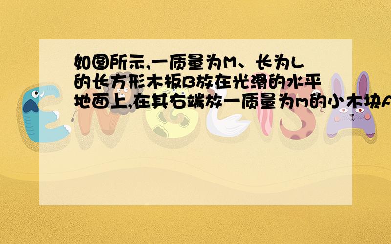 如图所示,一质量为M、长为L的长方形木板B放在光滑的水平地面上,在其右端放一质量为m的小木块A,m＜M.现以地面为参照系