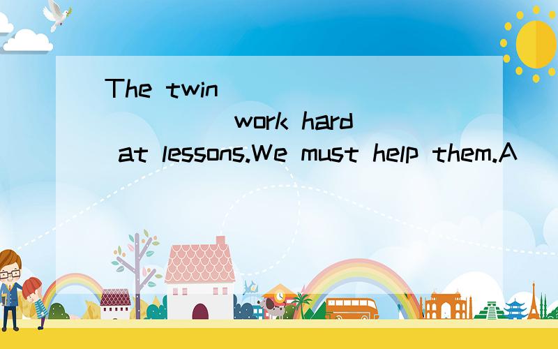 The twin___________work hard at lessons.We must help them.A