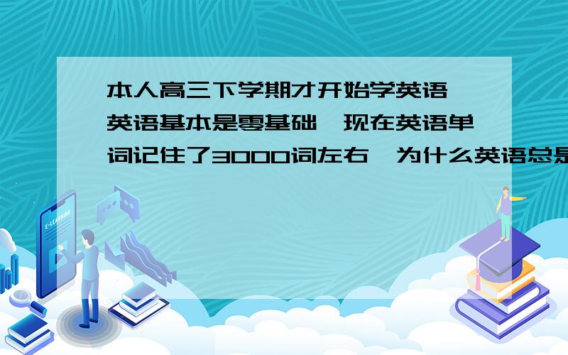 本人高三下学期才开始学英语,英语基本是零基础,现在英语单词记住了3000词左右,为什么英语总是翻译不通.语法不懂?