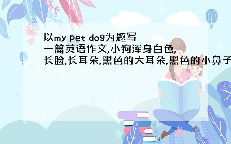 以my pet dog为题写一篇英语作文,小狗浑身白色,长脸,长耳朵,黑色的大耳朵,黑色的小鼻子.我们都喜欢