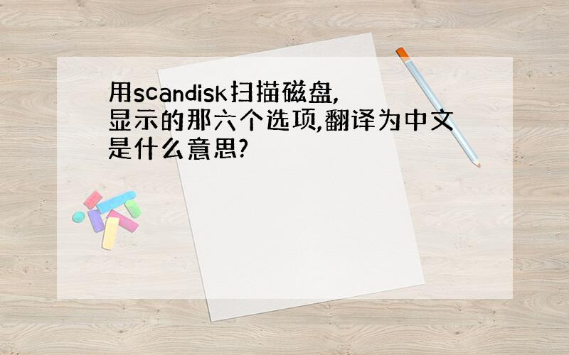 用scandisk扫描磁盘,显示的那六个选项,翻译为中文是什么意思?